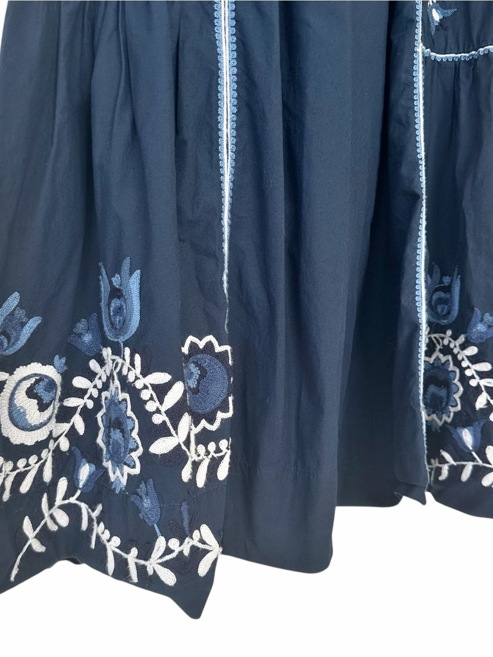 Sea New York Inga Embroidered Floral Navy Blue Long Sleeve Midi Dress Size XS - Picture 5 of 10